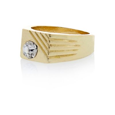Gold tone gem embellished pinkie ring