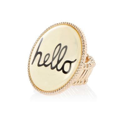 Cream hello enamel ring