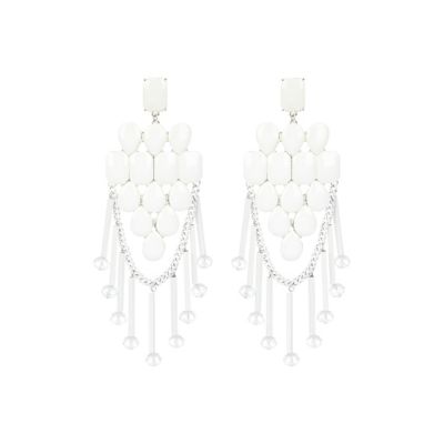 White gem stone drop earrings