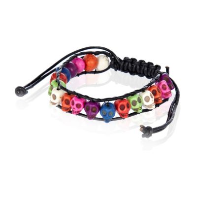 Multicoloured skull bead bracelet