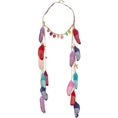 Pink hanging feather charm head piece