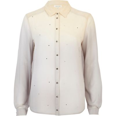 Grey dip dye embellished shirt