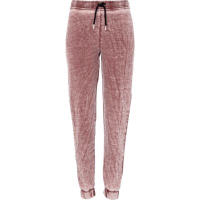 Red burnout joggers