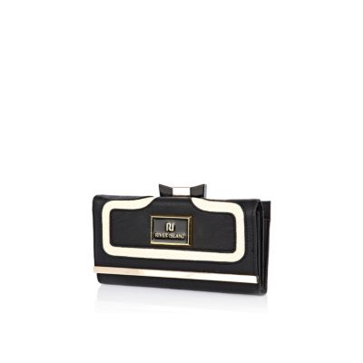 Black bow clip top purse