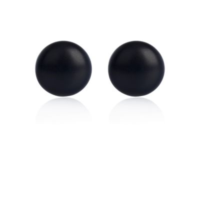 Black oversized button stud earrings