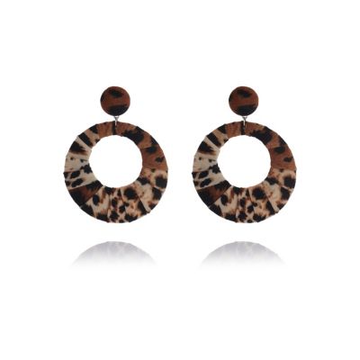 Brown leopard print oversize hoop earrings