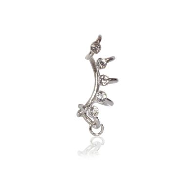 Silver tone diamante ear cuff