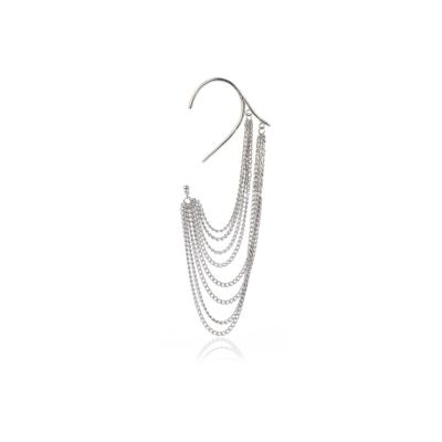 Silver tone chain ear hook