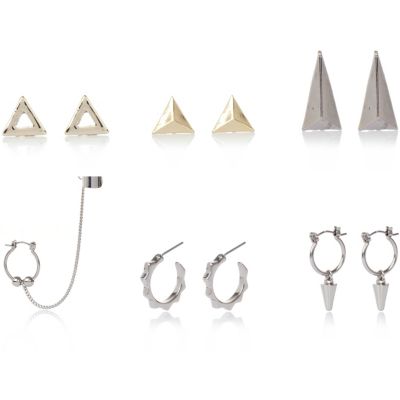 Silver and gold tone eclectic earrings pack