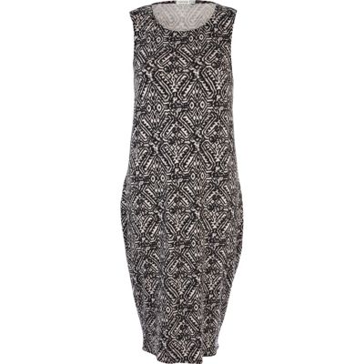 Beige tribal print midi column dress