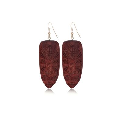 Brown wooden tribal earrings