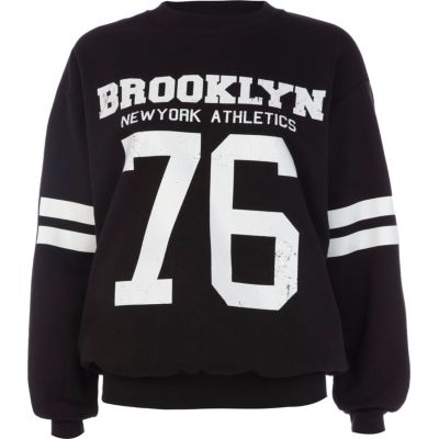 Black Brooklyn athletic 76 print sweatshirt