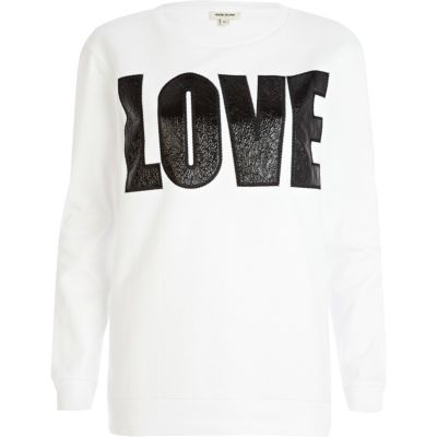White PU love sweatshirt
