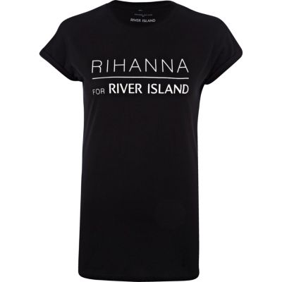 Black Rihanna for River Island print t-shirt