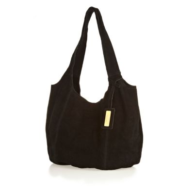 Black suede slouch bag 
