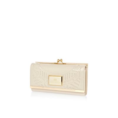 Cream deco clip top purse