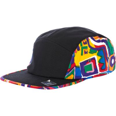 Black aztec print panel trucker hat 