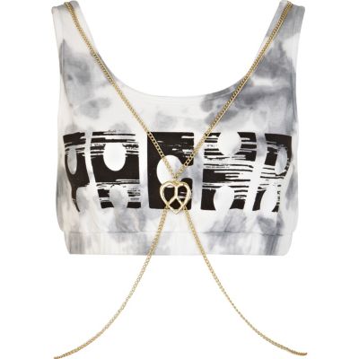Black Pacha tie dye body chain crop top
