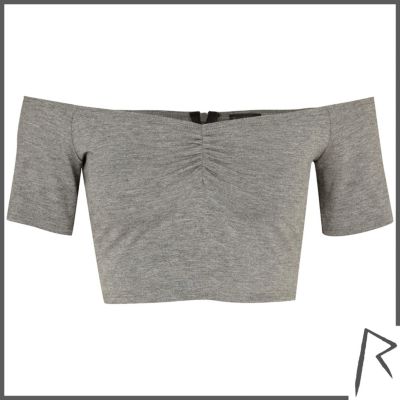 Grey Rihanna bardot crop top
