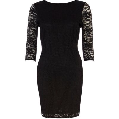 Black lace bodycon dress