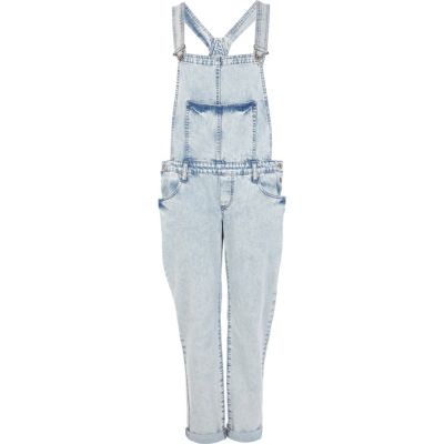 Light acid wash denim dungarees
