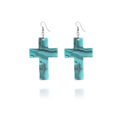 Turquoise cross drop earrings