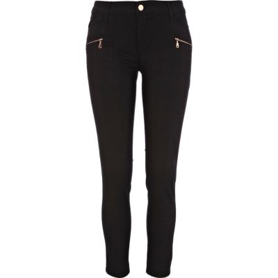 Black skinny biker trousers