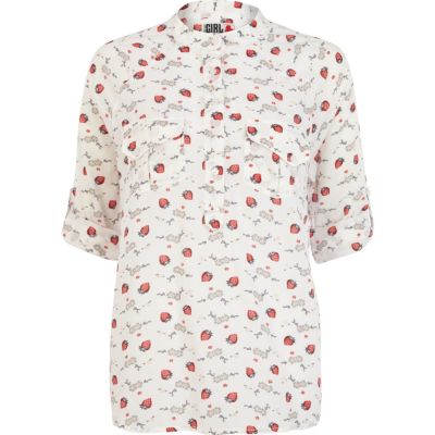 White Chelsea Girl strawberry print shirt
