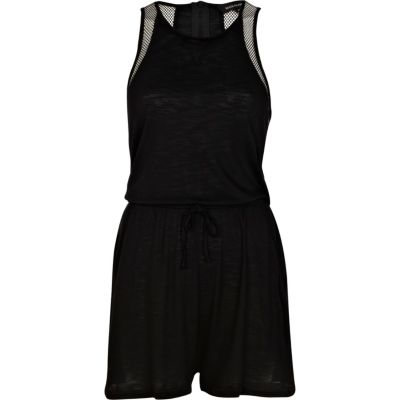 Black mesh insert casual playsuit