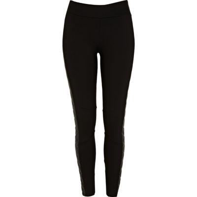 Black quilted side panel leggings