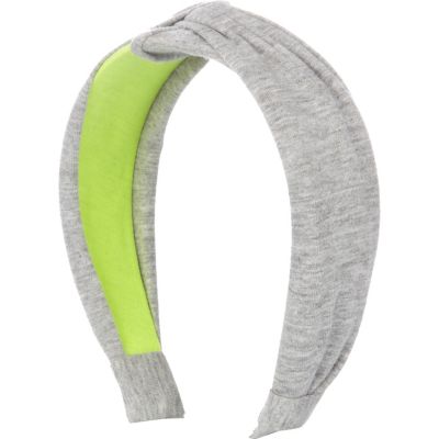 Grey and neon twisted jersey alice band
