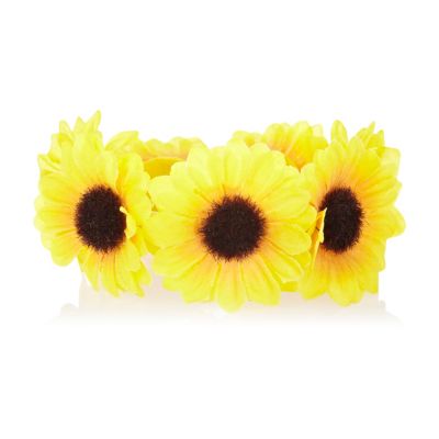 Yellow sunflower bun top hair band