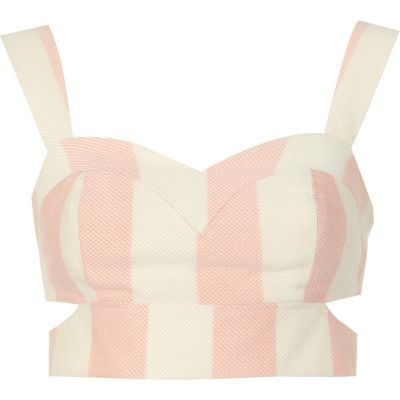 Pink and white stripe cut out bralet