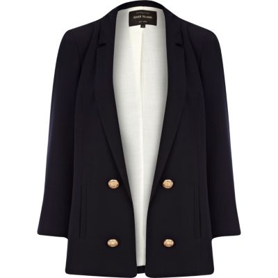 Navy 3/4 sleeve smart blazer