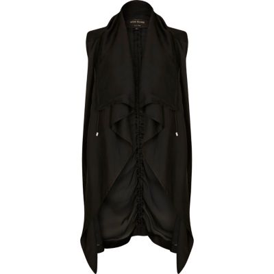 Black lightweight waterfall gilet