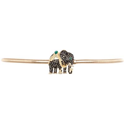 Gold tone elephant slinky metal belt