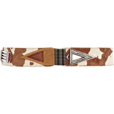 Brown Western print belt