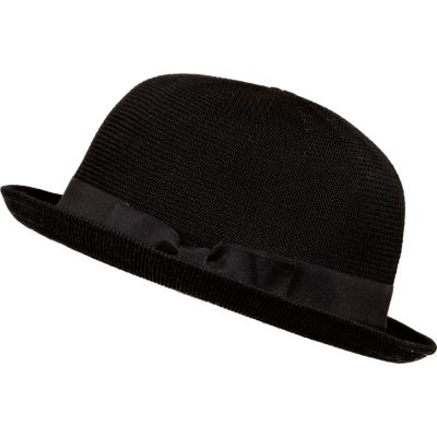Black soft bowler hat