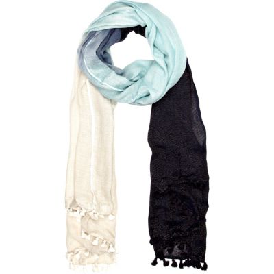 Blue dip dye pom pom lightweight scarf