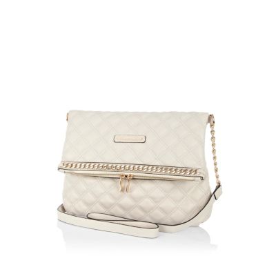 Cream chain trimmed messenger bag