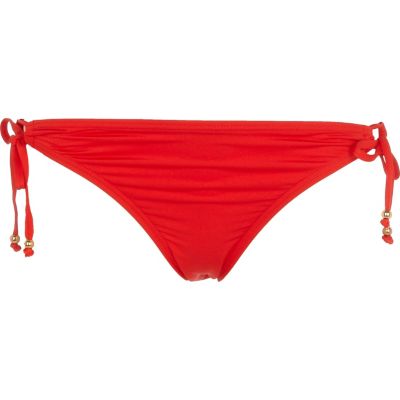 Red tie side bikini bottoms 