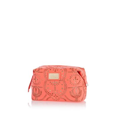 Pink laser cut make up bag