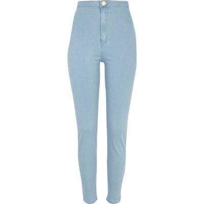 Light wash denim tube pants