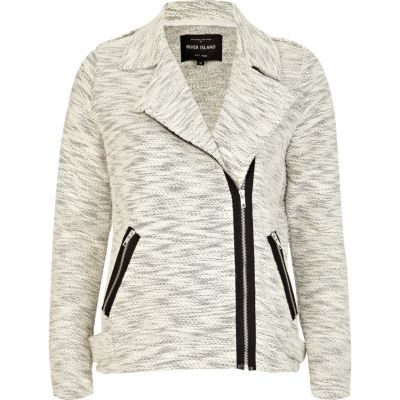 Cream marl soft biker jacket