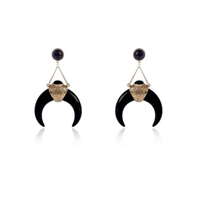 Black tribal tusk drop earrings