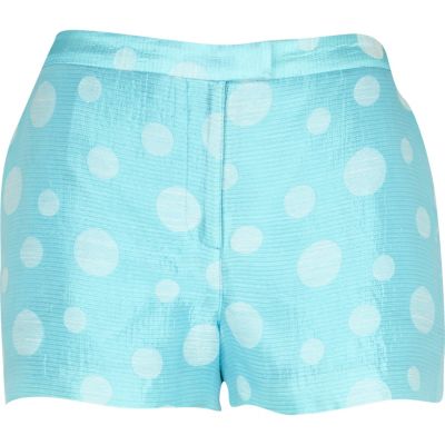 Turquoise polka dot smart shorts 