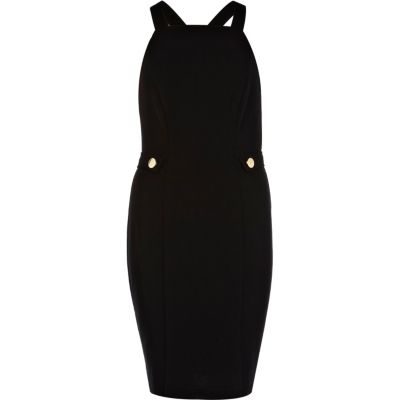 Black pinafore pencil dress