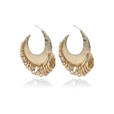 Gold tone multi hoop earring