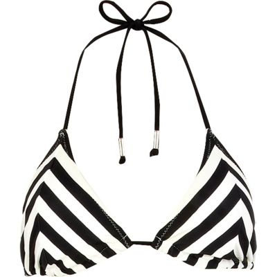 Black and white stripe bikini top