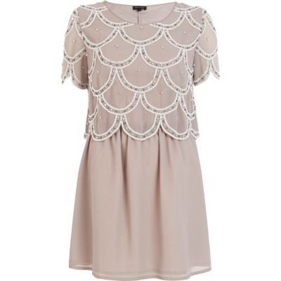 Grey embellished flapper dress